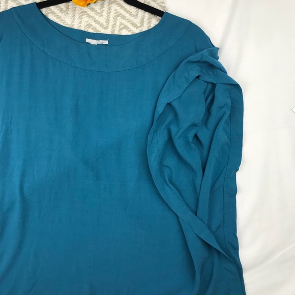 Halogen Loose Fit Blue Blouse Short Sleeve - Picture 2 of 6